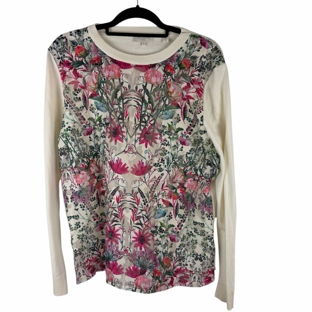Ted Baker cream and pink floral blouse- size 4 (10)